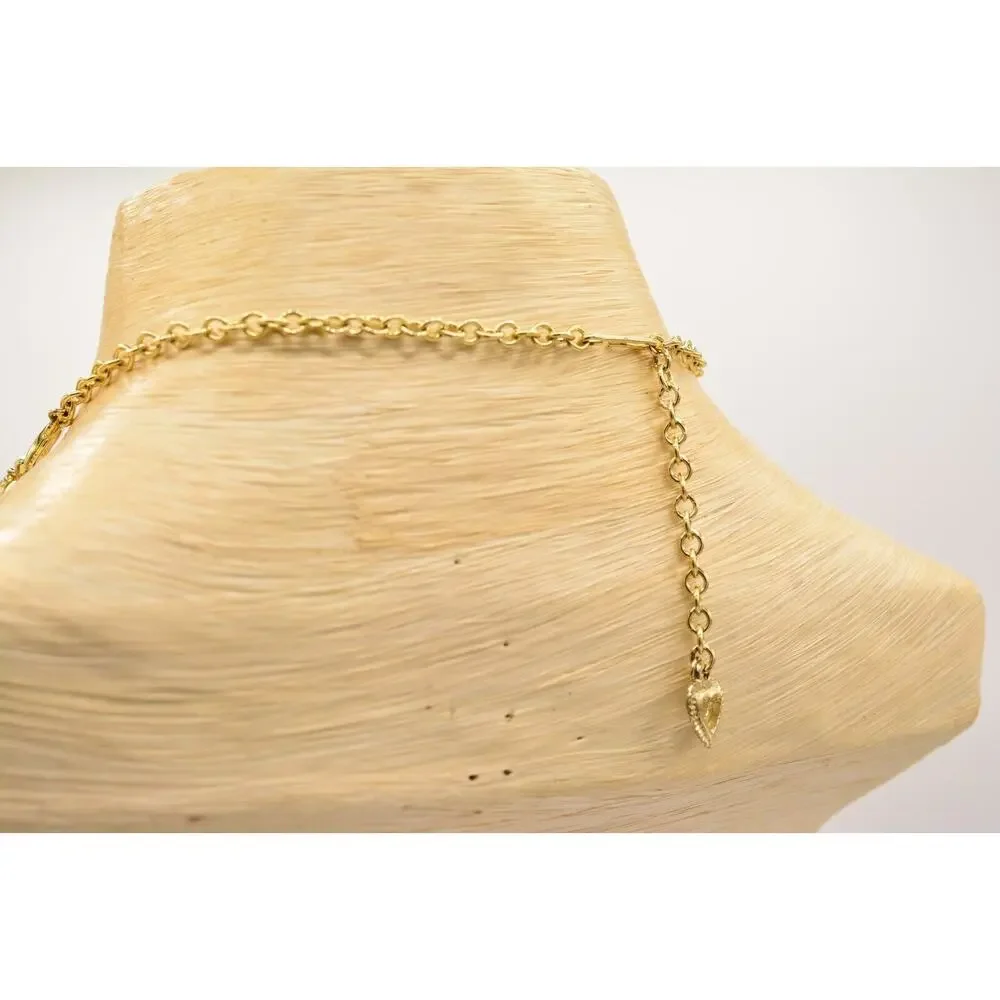 Vintage Collar Choker Necklace Lucite Watermelon Chrome Gold Linked 1970s BinA
